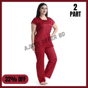 Maroon color 2 Part Nighty