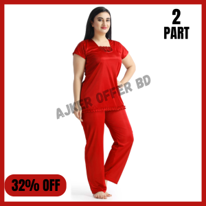Red color 2 Part Nighty