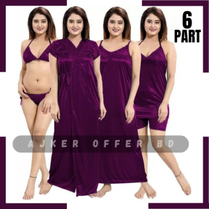 purple Colour 6-Part Nighty