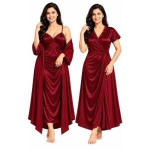 মেরুন ২ পিস নাইটি – ম্যাচিং বিকিনি ফ্রি